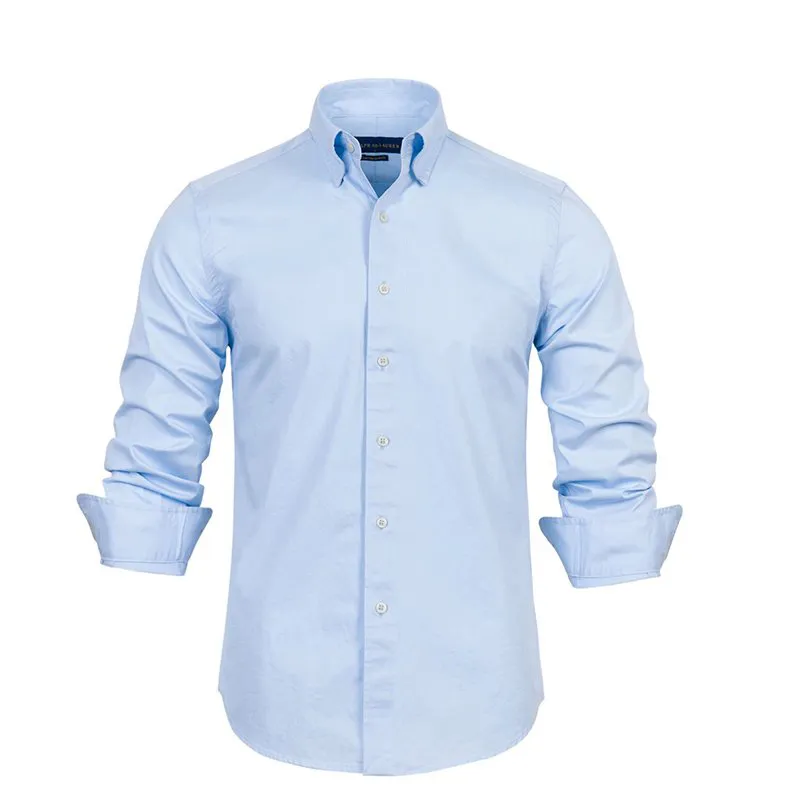 2024 Nou Bărbați Clasici Mânecă Lungă Slim Fit Culoare Solidă Casual Cămașă Designer Bumbac Cămăși de Business pentru Bărbați_voghion.com