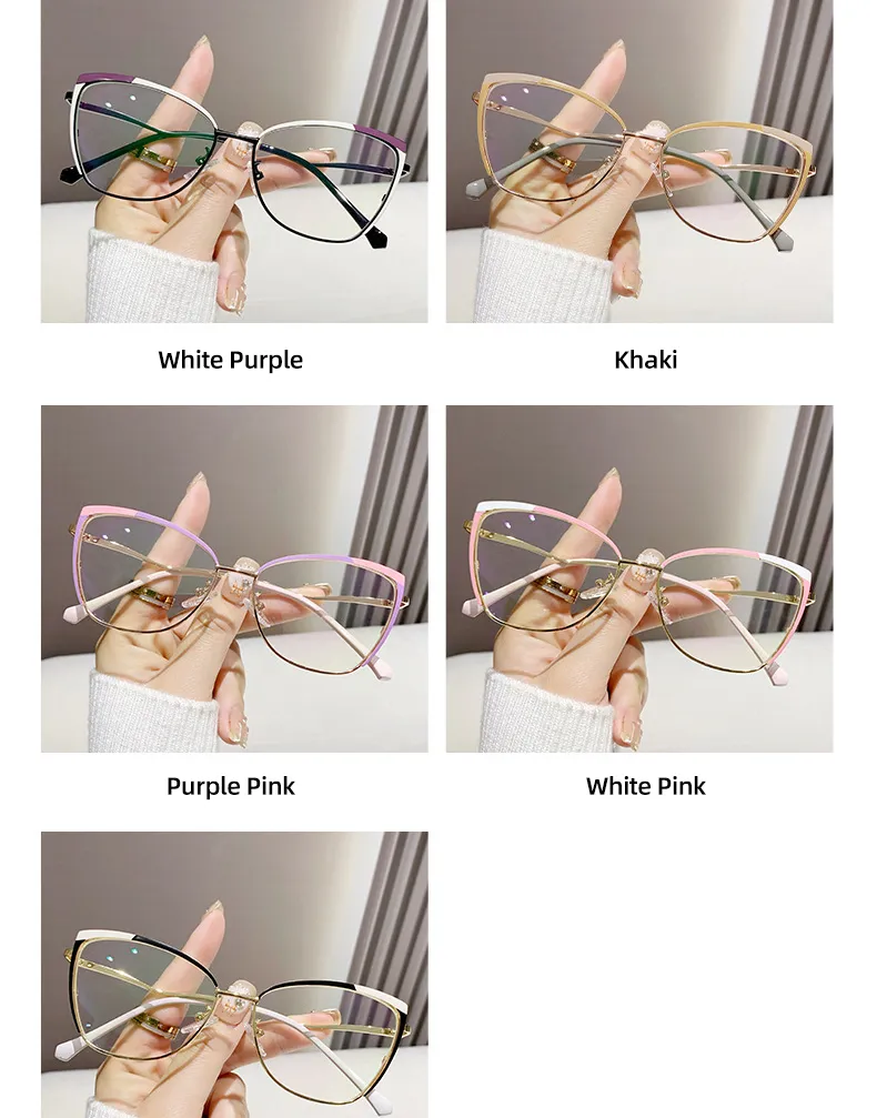 Sonnenbrillen Katzenaugen Korrekturbrillen für Damen 2024 Verschiedene Farben Blaulicht Lesebrille Transparente Brillen für Damen_voghion.com