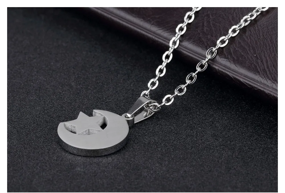 Trendy Titanium Stainless Steel Moon Pentagrampendant Necklace For Men Women Link Chain Cubic Zircon Star Charms Womens_voghion.com