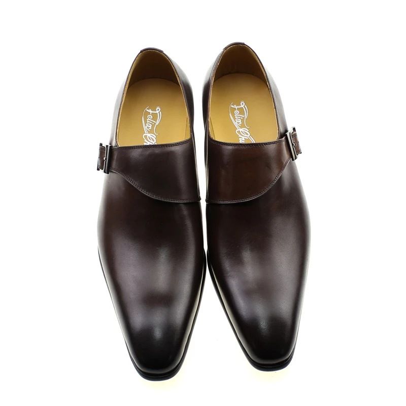Scarpe eleganti da uomo in pelle casual da lavoro con un solo bottone, a punta_voghion.com