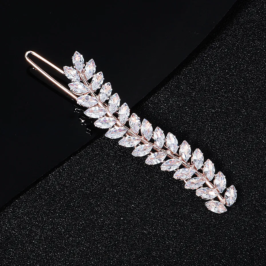 Miallo Modische Haarspange mit Zirkonia, Blatt-Clips für Frauen, Accessoires für Brautjungfern, Hochzeit, Haarschmuck, Party, Braut_voghion.com