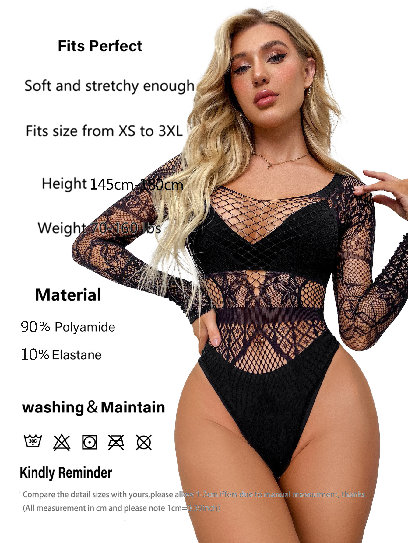 Damen Netz-bodystocking Dessous Sexy Transparenter Body_voghion.com