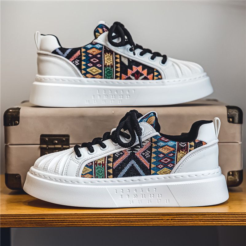 2024 Sommer Neue Shell Kopf Atmungsaktive Sport Weiß Herren Dicke Unterseite Leinwand Casual Vielseitige Bord Schuhe_voghion.com