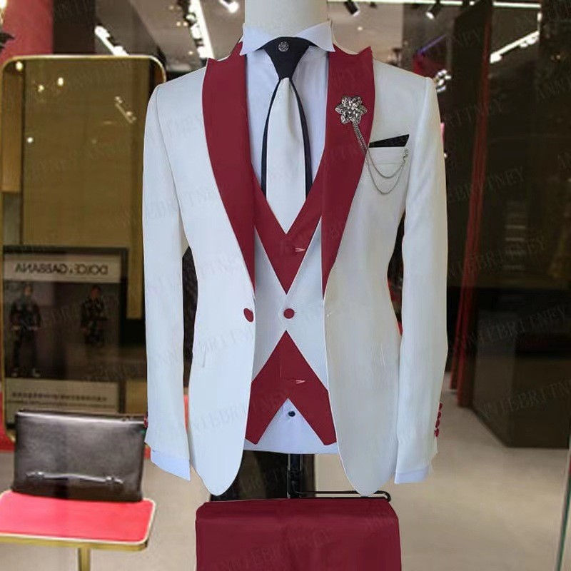 Ensemble de costume trois pièces décontracté d'affaires de grande taille pour le marié et le meilleur homme_voghion.com