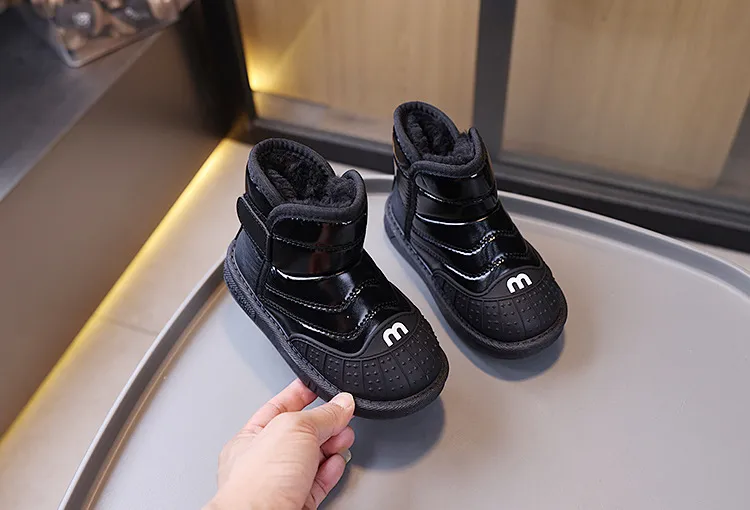 Winter Kids Youth Cotton Shoes Fashion Boys Girls Ankle Boots Littlesprouts Soft Bottom Warm Student Boot Sier Black_voghion.com