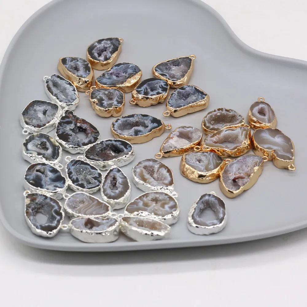 Collane con ciondolo in pietra naturale Druzy irregolari per donne Gioielli fai da te Regalo Dimensioni 15x25-20x30mm_voghion.com