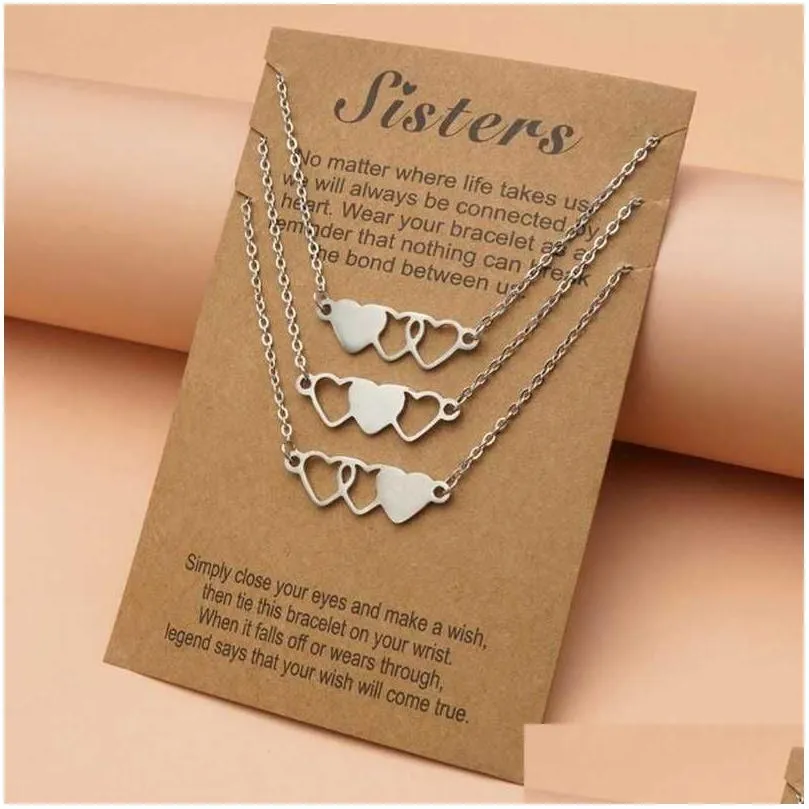Set de collares con colgante de corazón para hermanas y amigas_voghion.com