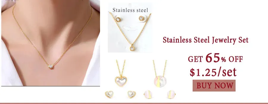 Ensembles de bijoux de mariage tendance avec pendentif boule en acier et collier couleur or et boucles d'oreilles en acier inoxydable pour femmes et filles, cadeau_voghion.com