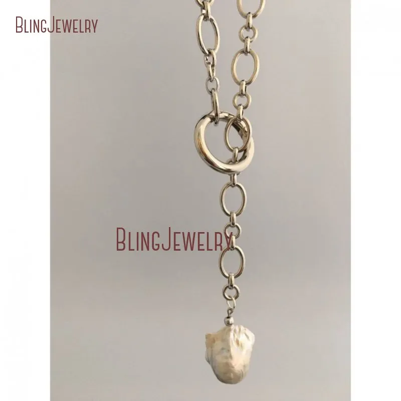 Chains NM35057 Baroque Pearl Choker European Inspired Necklace With Spring Lock_voghion.com