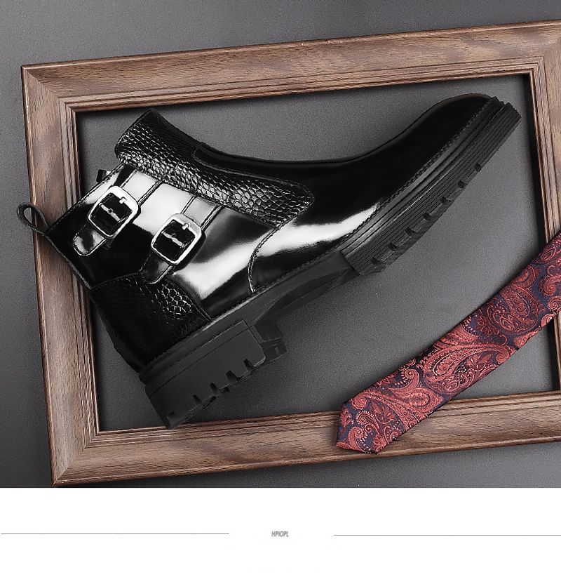 Men’s Shoes leather men's short thick soled big head round boots_voghion.com