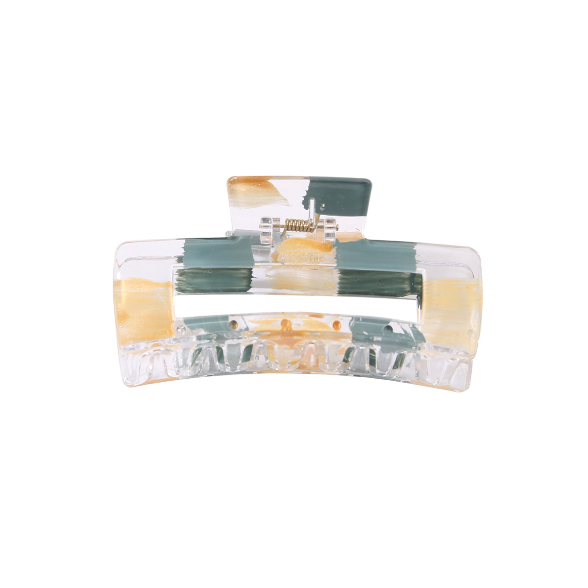 Guanyang European and American gold foil brushed paint clip creative niche transparent shark clip female temperament back of the head bun hair clip_voghion.com