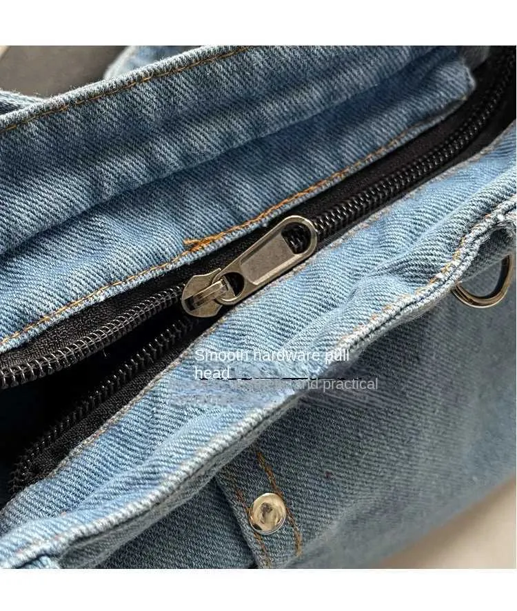 Borsa a tracolla in denim da donna grande borsa a spalla moda_voghion.com