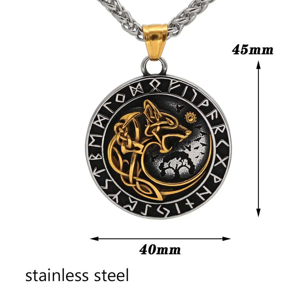 Wolf Anhänger Halskette Edelstahl Punk Schmuck Für Damen Herren_voghion.com