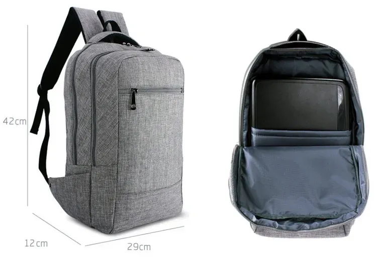 Men Laptop Business Computer Daily Use Women Men's Bag Backpack Grey Leisure Backpacks_voghion.com