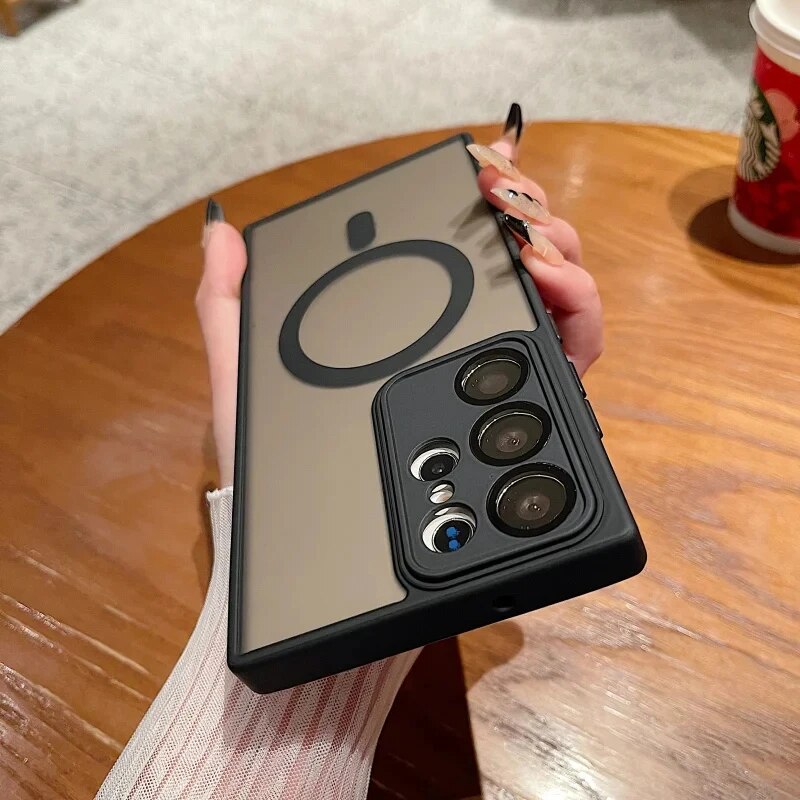 Magnetic Matte Translucent Shockproof Case For Samsung Galaxy_voghion.com