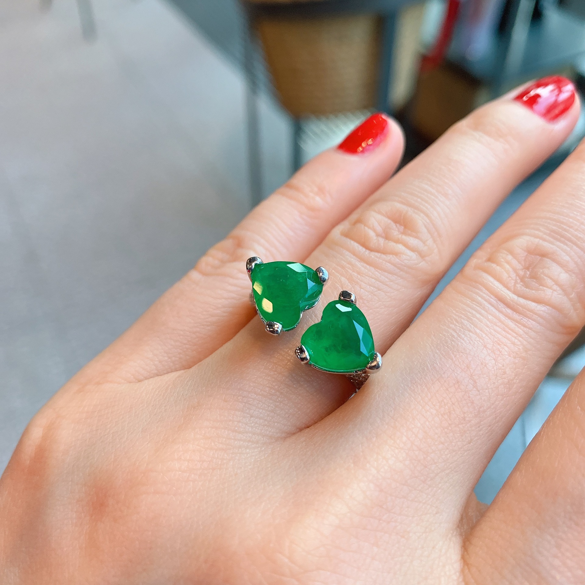 Bague de simulation en forme de cœur pour femmes en Europe et aux États-Unis, bague ouverte simple et de tempérament_voghion.com