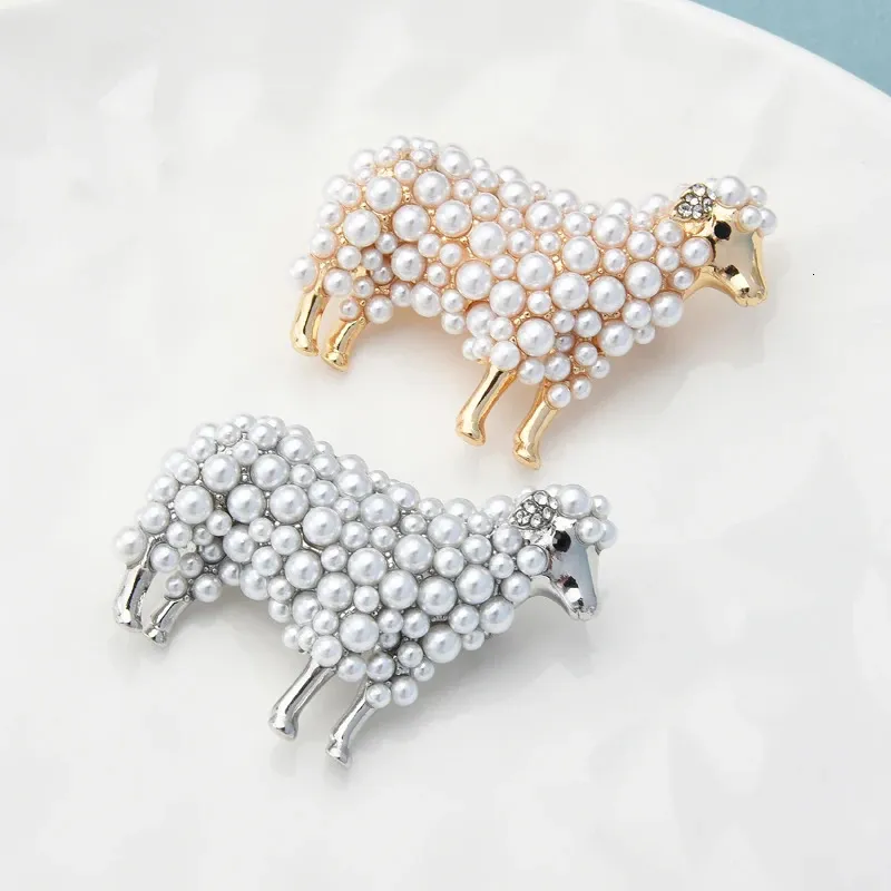 Wuli baby 2color Pearl Sheep Brooches For Women Unisex Lovely Animal Party Casual Brooch Pins Gifts 231109_voghion.com