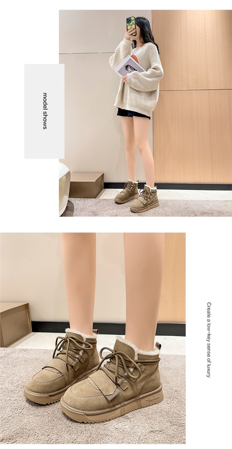 Schneestiefel für Damen, lässig, mit Schnürung, plus warme Plateaustiefel mit dicker Sohle, hoher Schaft und niedriger Schaft_voghion.com