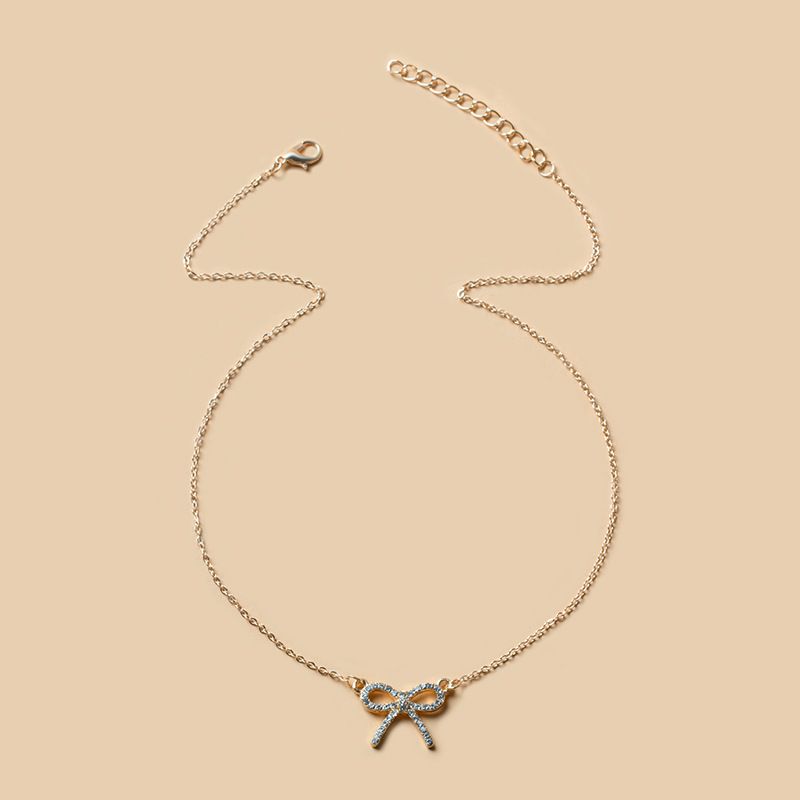 Gioielli moda fiocco pendente nicchia dia lega collana maglione catena donne_voghion.com