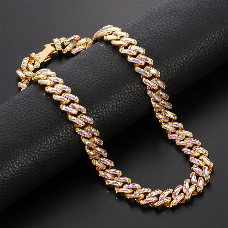 Iced Out Cuban Link Chain Necklace For Men Gold And Silver Colour_voghion.com