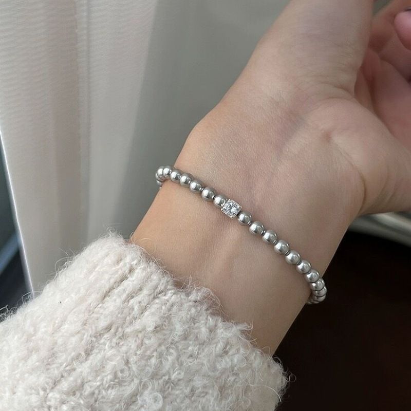 Piccolo squisito cubo di zucchero in zircone Shijia perla elastico leggero elegante braccialetto francese gioielli per ragazze all'ingrosso_voghion.com