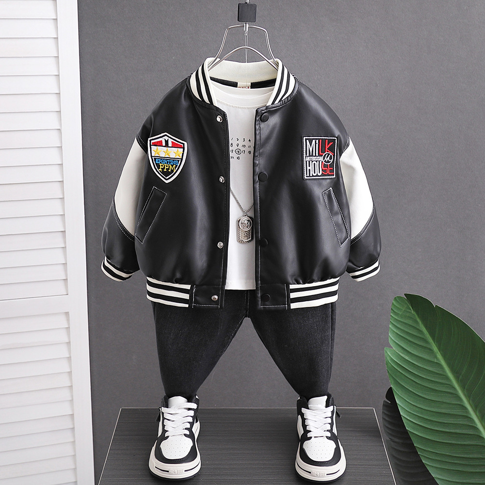 Cappotto in pelle per bambini Ragazzo Primavera e autunno Bel ragazzo Autunno Cappotto Ragazzo Vestiti per bambini