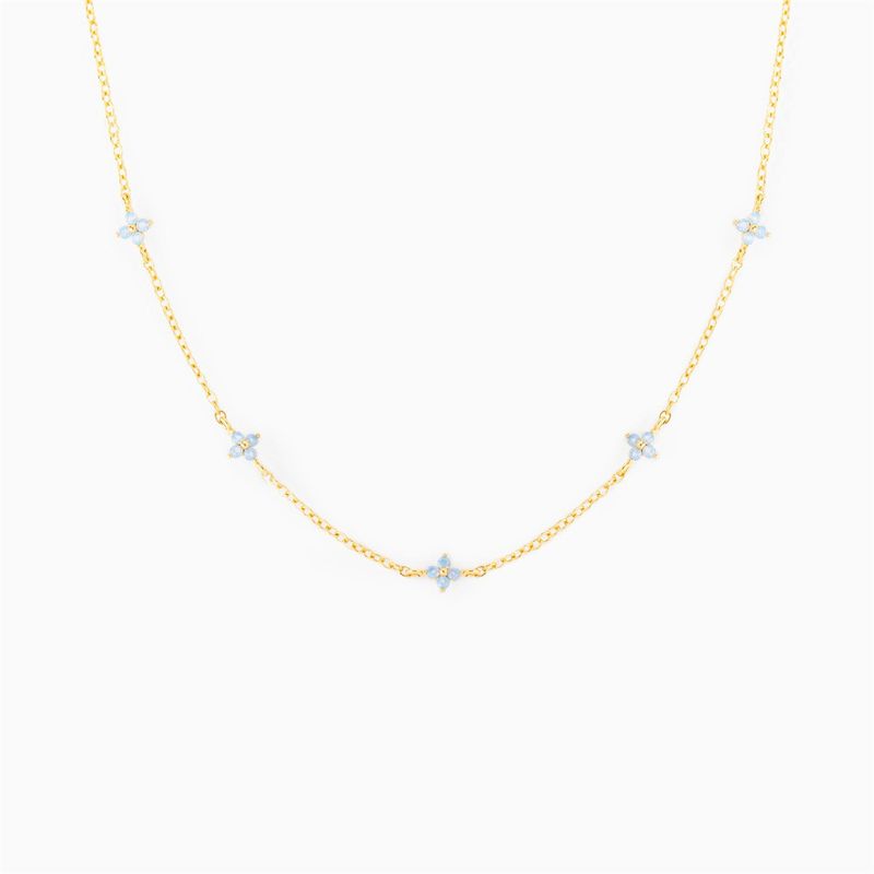 Blue Flower Summer Women's Sweet Style Klein Ins Jewelry Exquisite Clavicle Chain Necklace_voghion.com