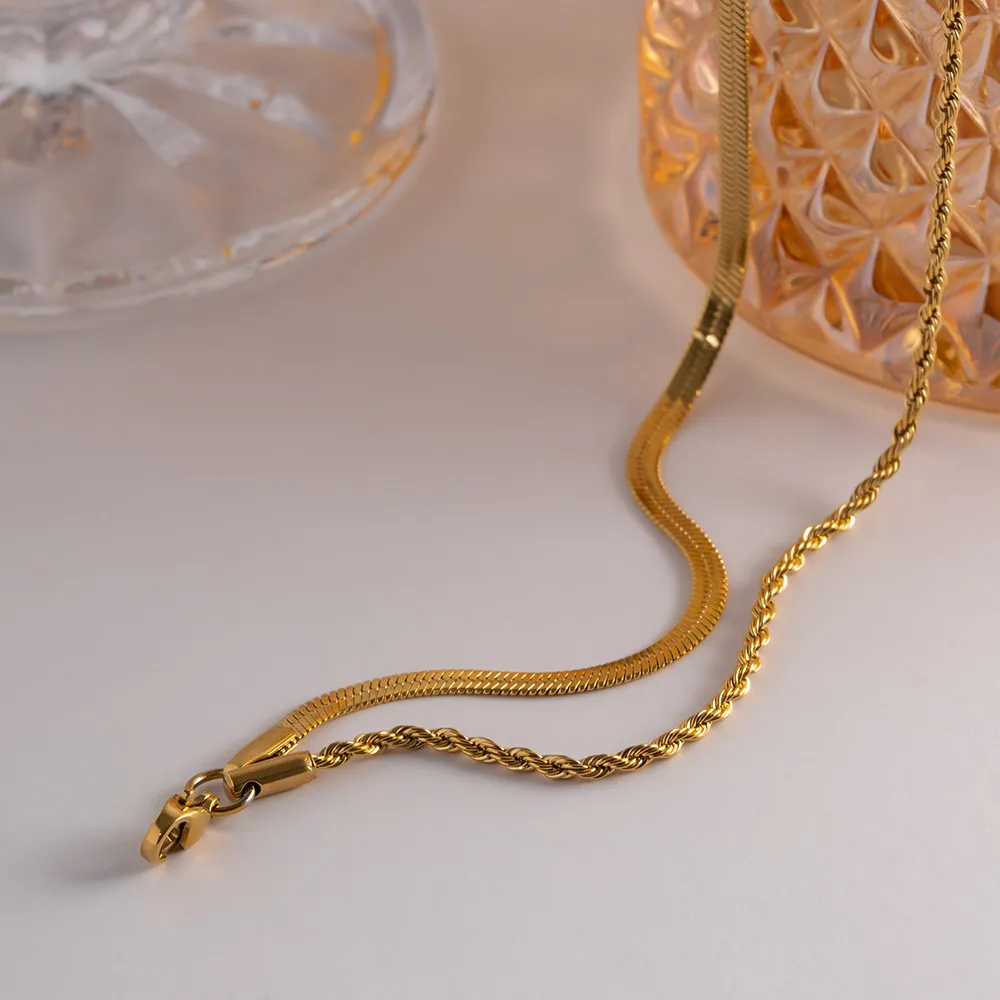 Collana catena doppio strato design serpente lama gioiello_voghion.com