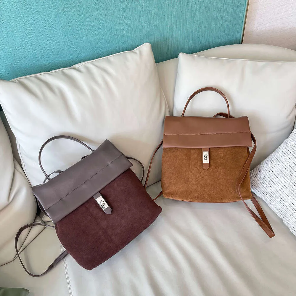 Sac à dos rétro décontracté pour femme, nouvelle collection automne-hiver, multicouches, en daim mat + cuir de vache fendu, pour les déplacements quotidiens_voghion.com