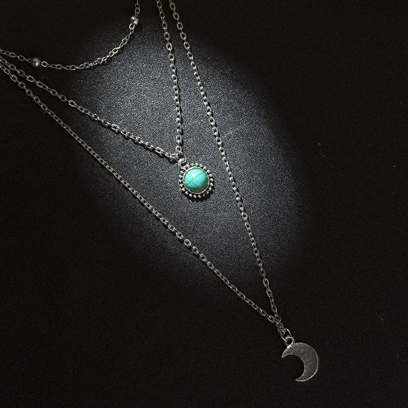 Fashion High Quality Three Layers Of Chain Moon Pendant Beautiful Necklace For Women Jewelry Accessories Wedding Gift_voghion.com