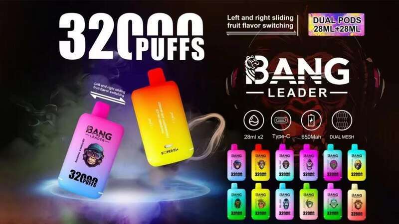 3 SZT. 5 SZT. 10 SZT. 32KPuffs Bang LEADER Podwójny Smak Jednorazowe Urządzenie Vape 28 * 2ML Wstępnie Napełnione 650 MAH Typ-C Vapes_voghion.com