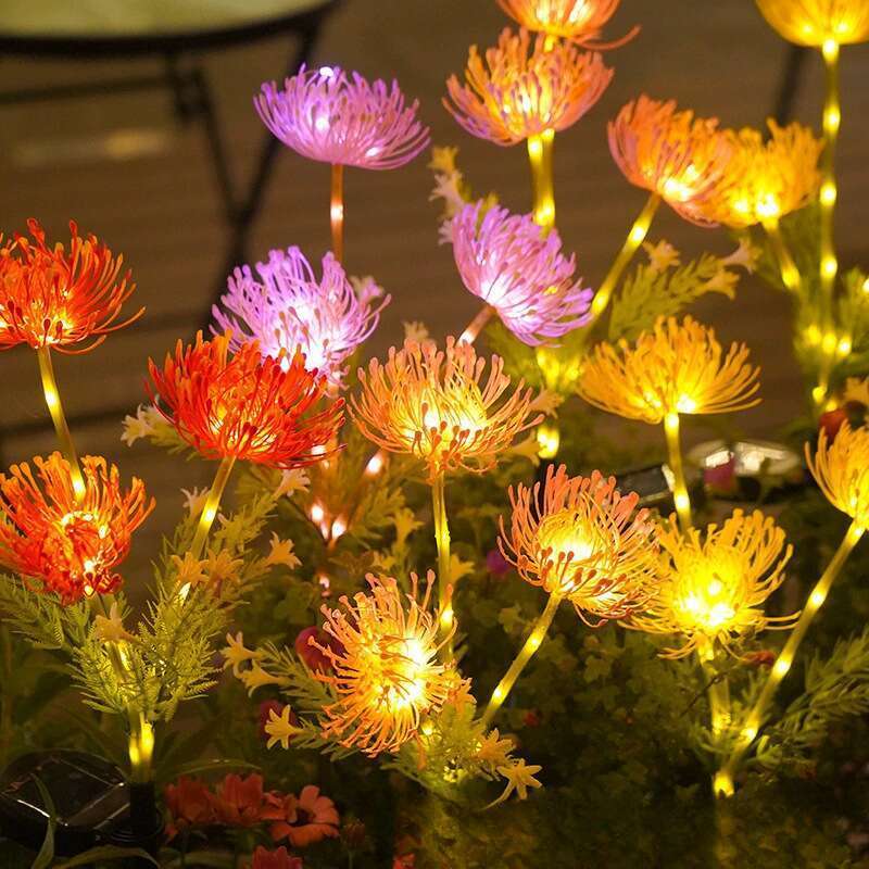 Nueva lámpara LED de diente de león con energía solar para enchufar en el suelo, para exteriores, para decorar patios, con simulación de césped y césped._voghion.com