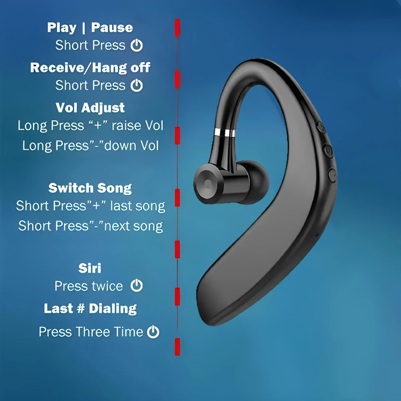 Wireless Bluetooth Earphone Single Business Headset Long Standby_voghion.com