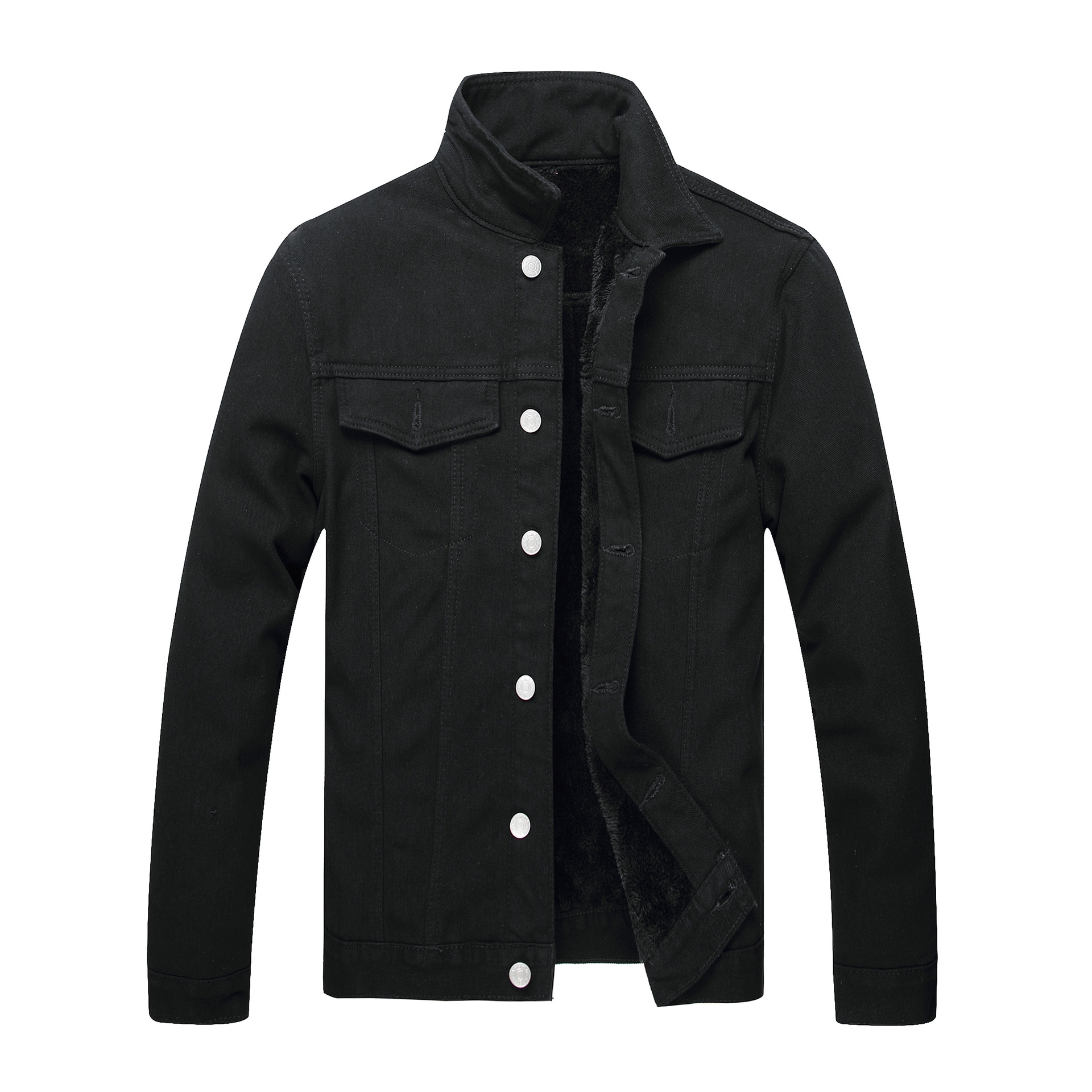 2024 new plush trendy and handsome men's slim fit denim jacket_voghion.com