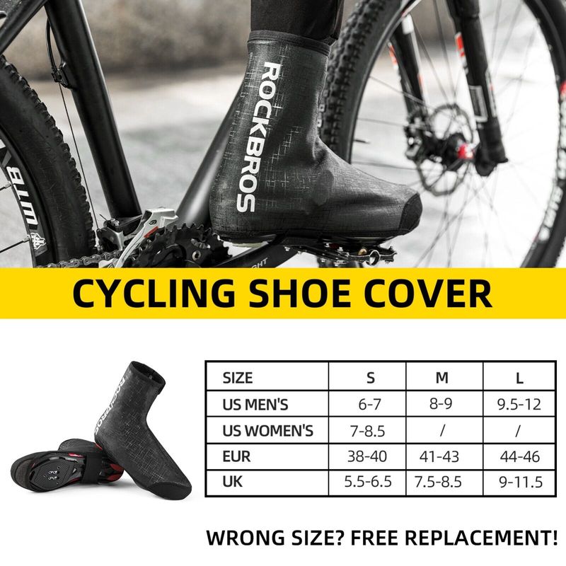 Cubrezapatillas de invierno para bicicleta ROCKBROS, protección contra la lluvia, color negro, tallas M y L_voghion.com