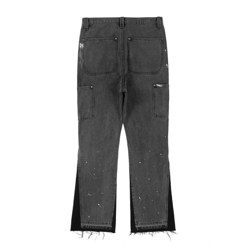 Herreklær High Street Vasket Distressed Stitching Logging Jeans Herre Retro Motetrend Blekksprut bukser med brede ben_voghion.com
