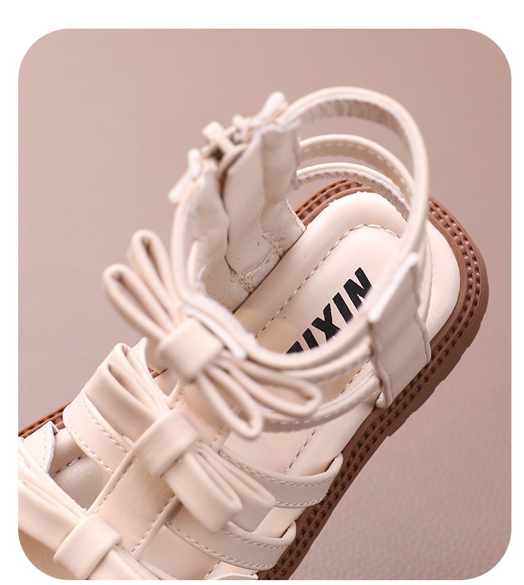 Little Girl Sweet Bow Princess Shoes 2024 Summer New Fashion Korean Edition Girls High Top Roman Sandals_voghion.com