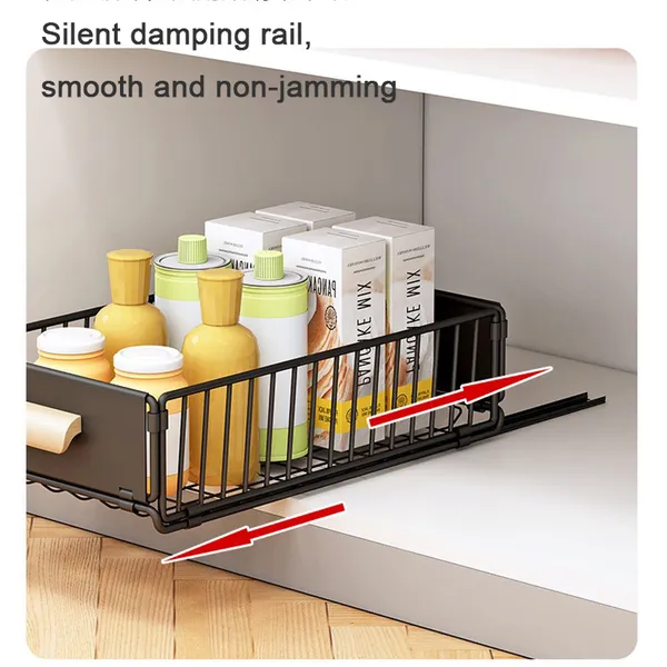 Drawer Shelves, Multi-functional Pull-out Storage Rack, Storage Cabinet Slide Drawer Basket For Easy Access_voghion.com