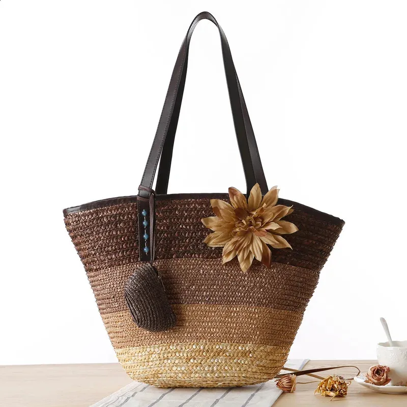 Modische Handgeflochtene Tragetasche Und Schultertasche Aus Stroh_voghion.com