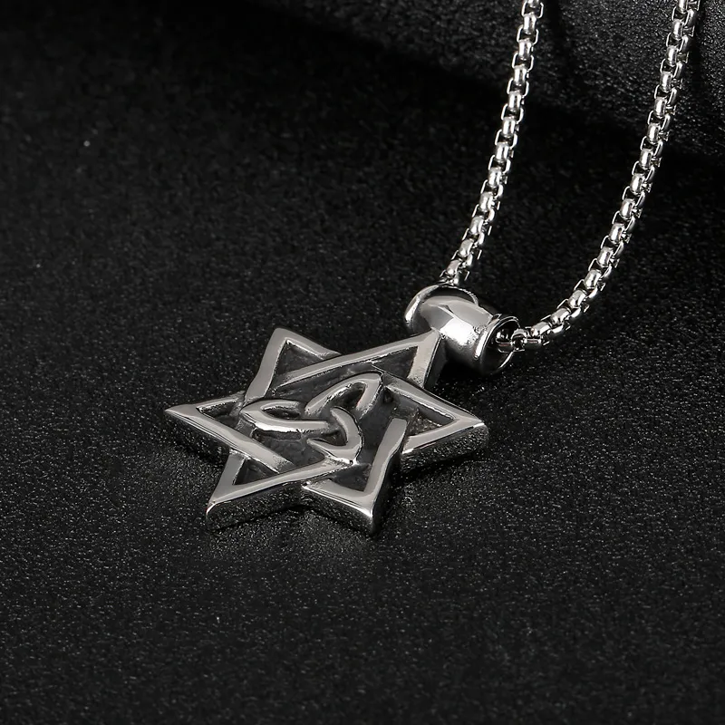 Collana con ciondolo a sei punte in acciaio inox per uomo_voghion.com