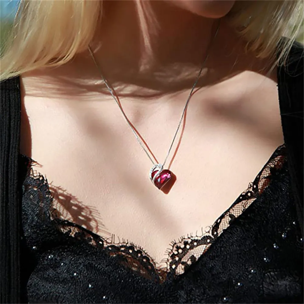 Herz Anhänger Halskette Mit Kristall Geburtsstein Schmuck_voghion.com
