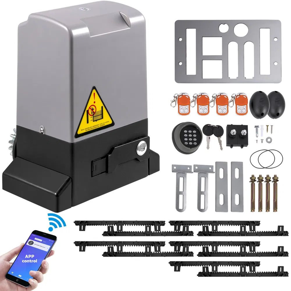 Sliding Gate Opener, 1800 KG 5 M, Automatic Sliding Gate With 4 Remote Controllers & APP Control, Electric Rolling_voghion.com