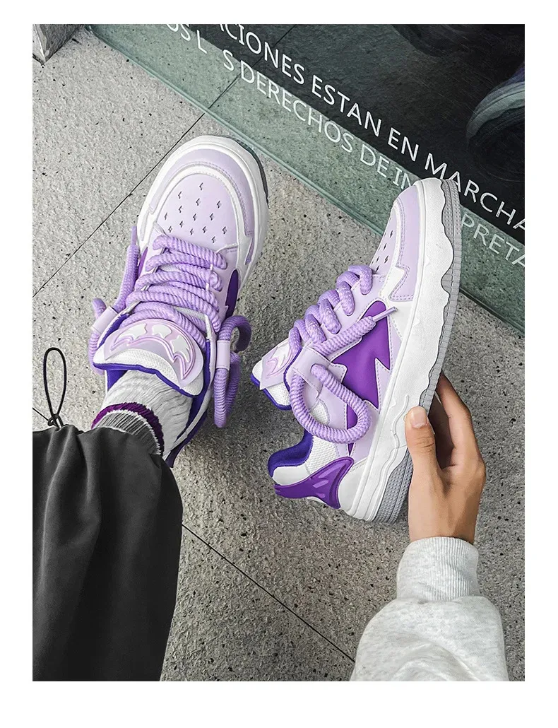 Fashion Purple Mens Skateboard Streetwear Spring Low Top Board Sneakers Man Unisex Trend Shoes Basket Homme 240704_voghion.com