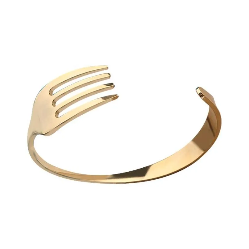 Bracciale in acciaio inossidabile tipo C con coltello e forchetta, polsino regolabile alla moda, consegna a domicilio, gioielli, bracciali Dh4Fs_voghion.com