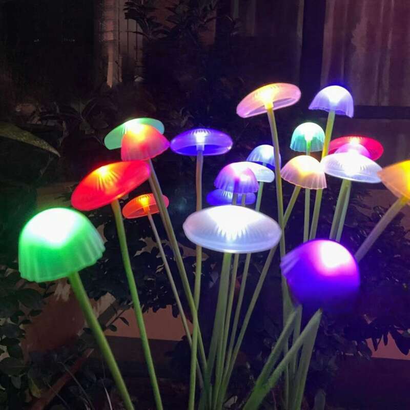 LED Solar Silikon Pilz Boden Stecker Quallen Outdoor Garten Hof Atmosphäre Dekoration Rasen Lampe_voghion.com