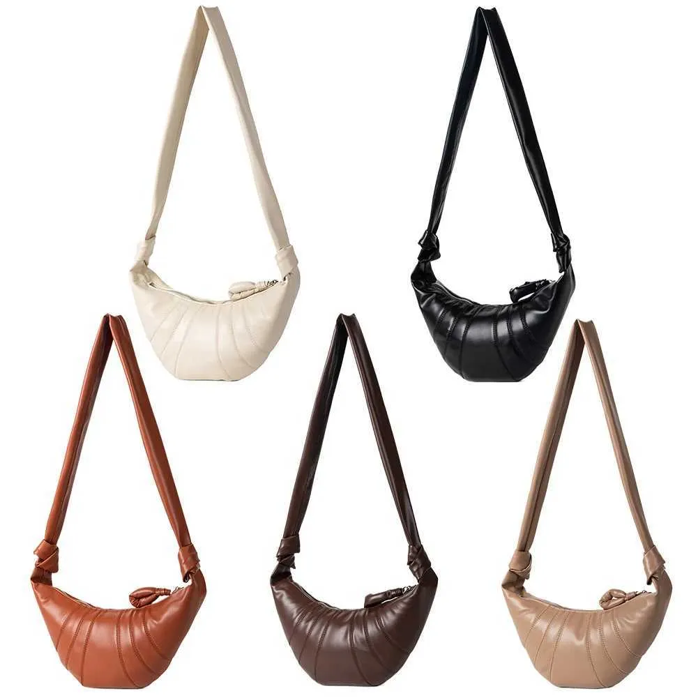 Stilvolle Umhängetasche aus Kuhhorn für Damen mit großem Fassungsvermögen und Reißverschluss zum Pendeln, Halbmond-Design, PU-Leder für Partys_voghion.com