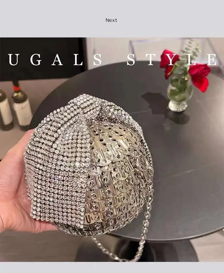 Borsa a tracolla da sera con pochette da sposa, fatta a mano, con pallina circolare in cristallo intrecciata e nodo a fiocco, da strada_voghion.com