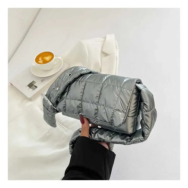 Moda trapuntata invernale leggera calda imbottita in cotone scozzese spalla donne sottobraccio borse gonfie borse C241216_voghion.com