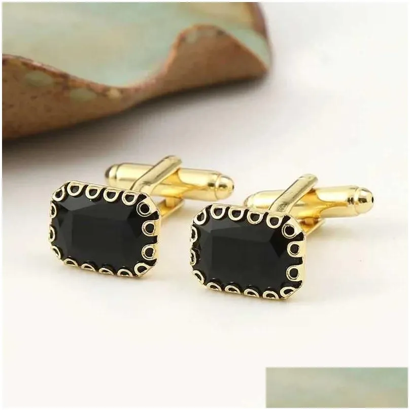 Manschette KS Herrenmode Manschettenknöpfe Rechteckiger Kristall Französischer Hemdknopf Zubehör High-End-Hochzeitsgeschenk Drop-Lieferung_voghion.com