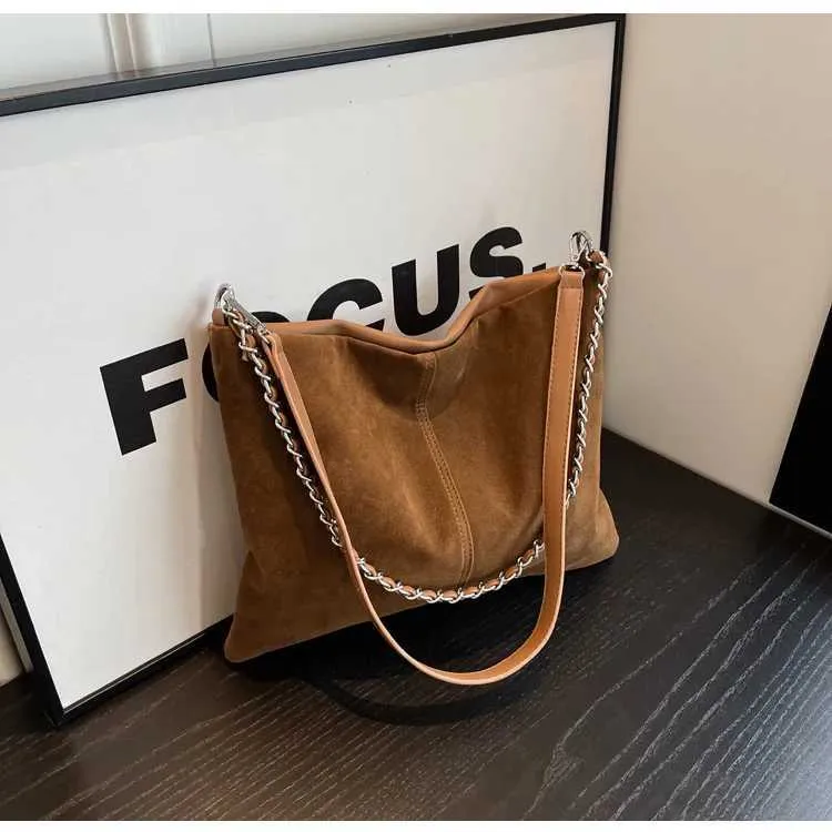 Stylish Women's Suede Shoulder Bag Large Capacity Leather Handbag_voghion.com